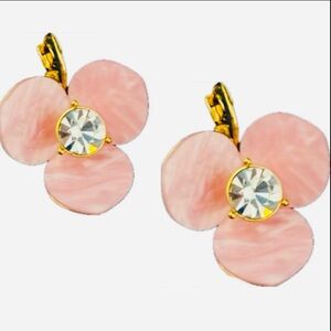 KATE SPADE NEW YORK ♠️ OVERSIZED PINK DROP & DANGLE DISCO PANSY EARRINGS